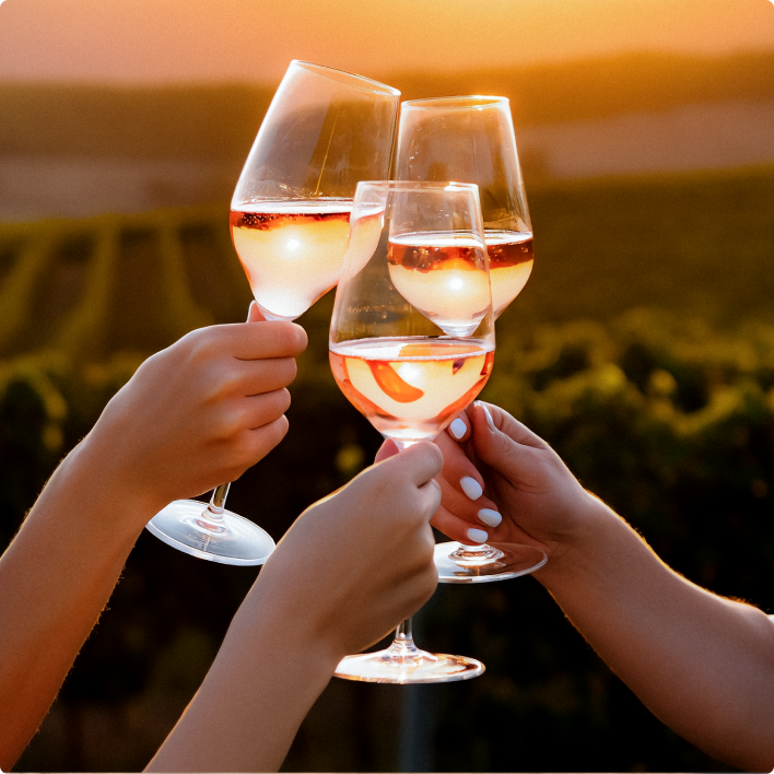 Hossio Rosé being poured into a wine glass